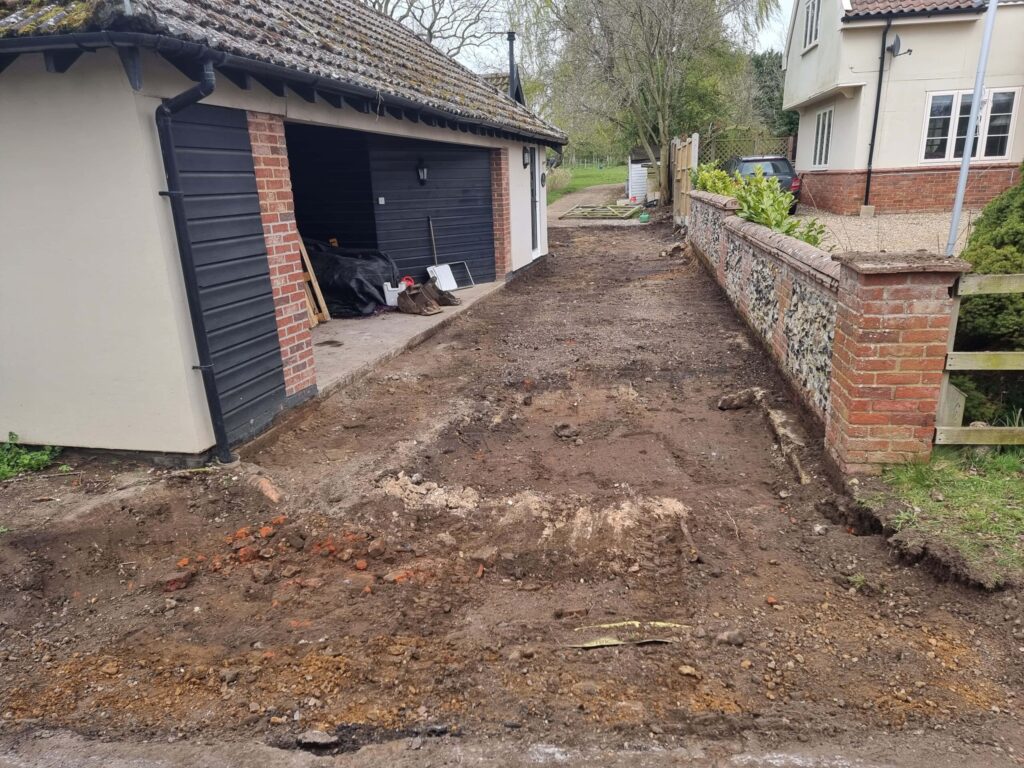 This is a tarmac driveway that is in the process of being dug out and installed by Lowestoft Driveway Solutions